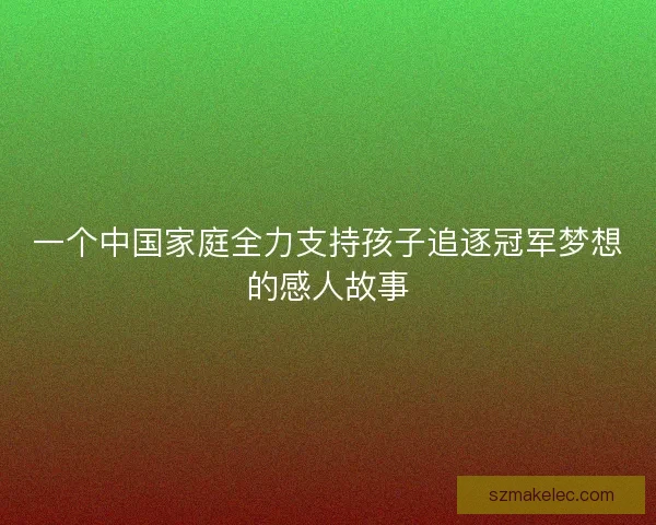 一个中国家庭全力支持孩子追逐冠军梦想的感人故事