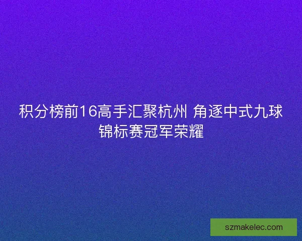 积分榜前16高手汇聚杭州 角逐中式九球锦标赛冠军荣耀 积分榜前16高手汇聚杭州 角逐中式九球锦标赛冠军荣耀
