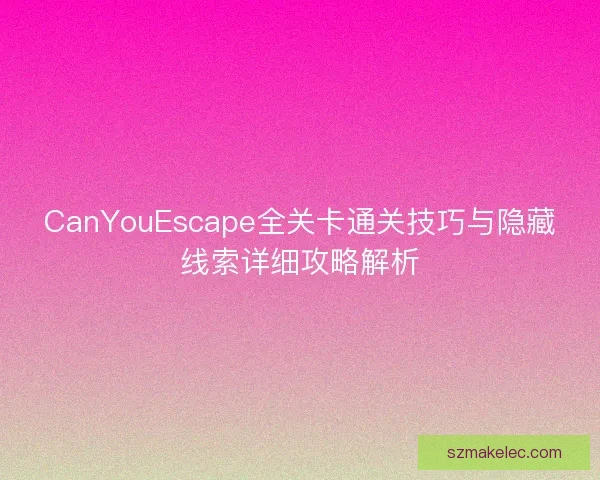 CanYouEscape全关卡通关技巧与隐藏线索详细攻略解析